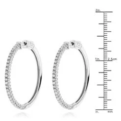 14K White Gold Diamond Hoop Earrings 1.2ct 12 14K White Gold Diamond Hoop Earrings 1.2ct -H'Hen Sale Store 14k gold diamond hoop earrings 126ct p 40994 rulerwh