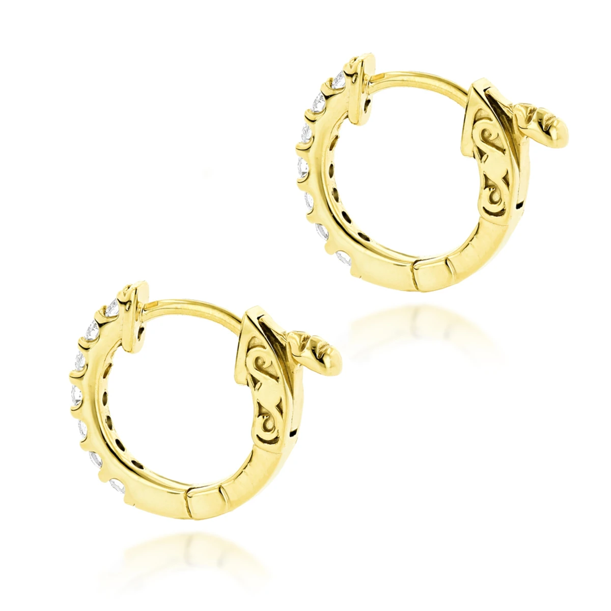 14K Yellow Gold Diamond Huggie Earrings 0.21ct 6 14K Yellow Gold Diamond Huggie Earrings 0.21ct - Image 4