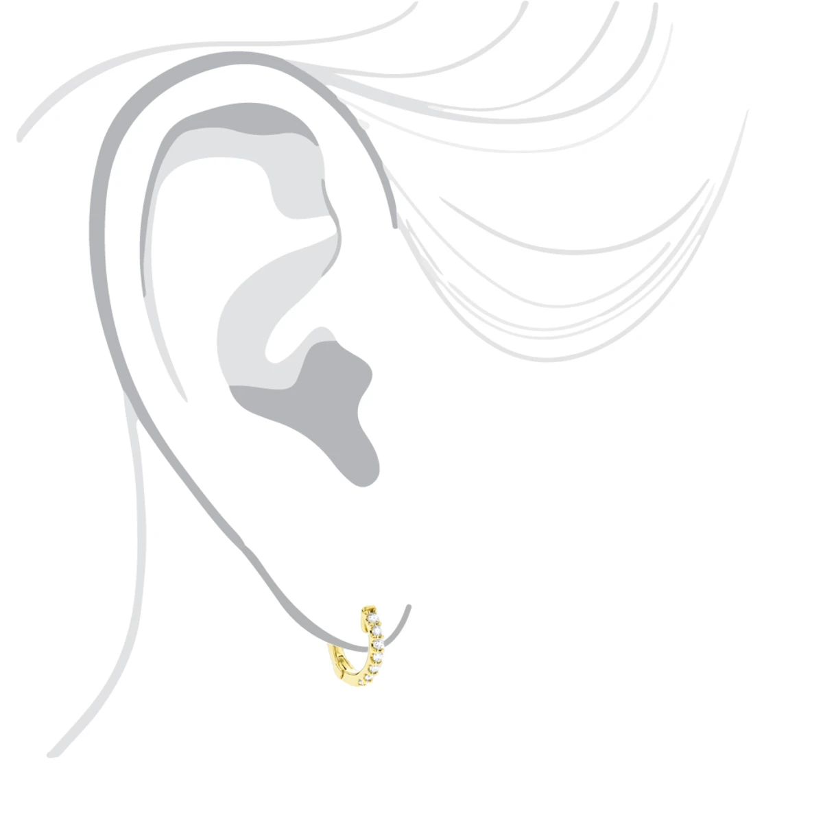 14K Yellow Gold Diamond Huggie Earrings 0.21ct 7 14K Yellow Gold Diamond Huggie Earrings 0.21ct - Image 5