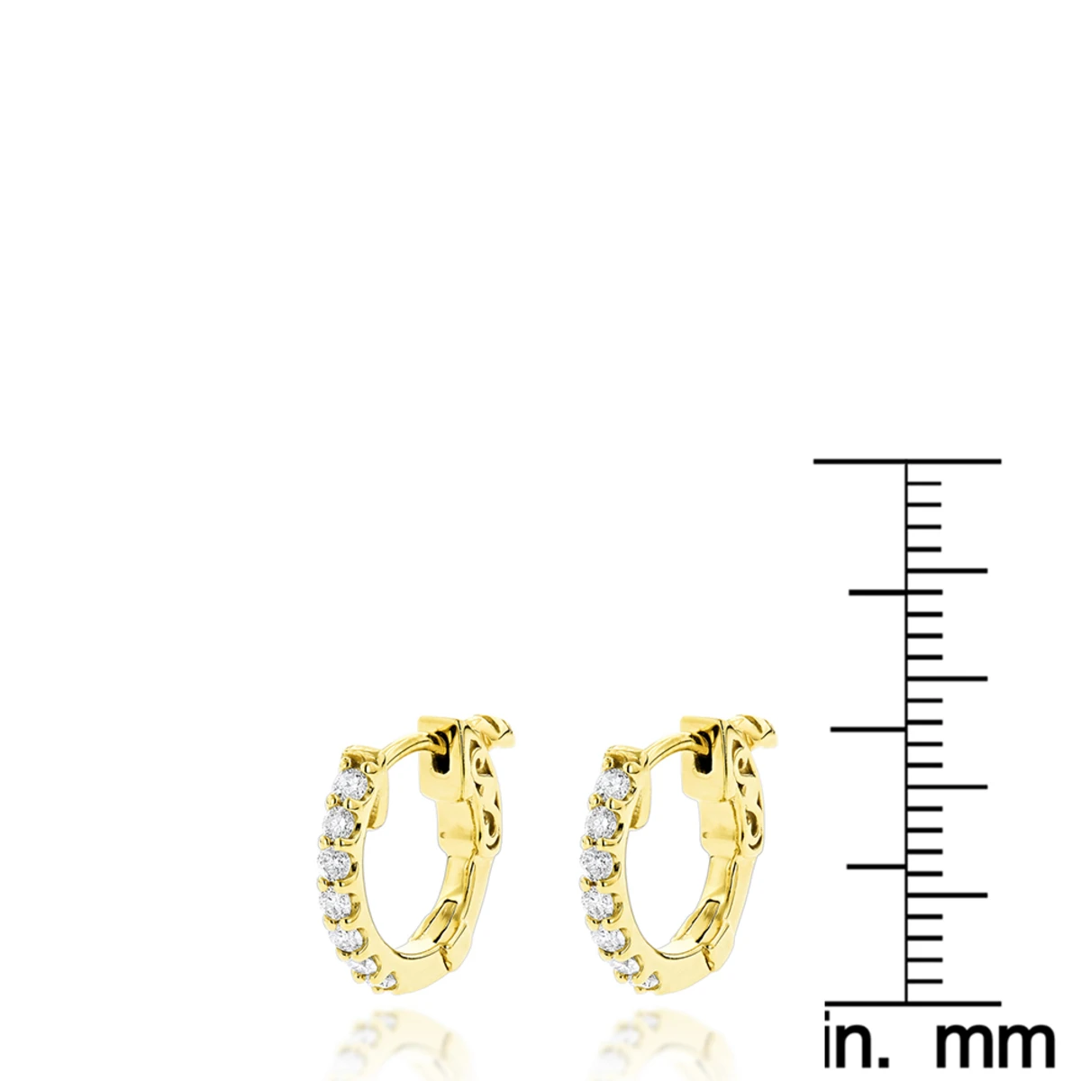 14K Yellow Gold Diamond Huggie Earrings 0.21ct 8 14K Yellow Gold Diamond Huggie Earrings 0.21ct - Image 6