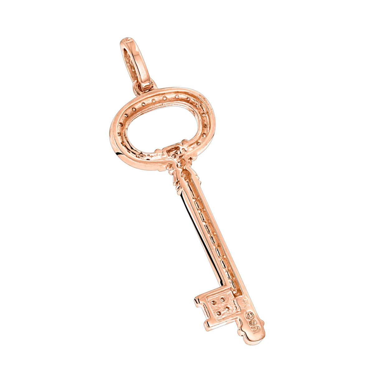 14K Rose Gold Diamond Key Pendant 0.42ct 6 14K Rose Gold Diamond Key Pendant 0.42ct - Image 4