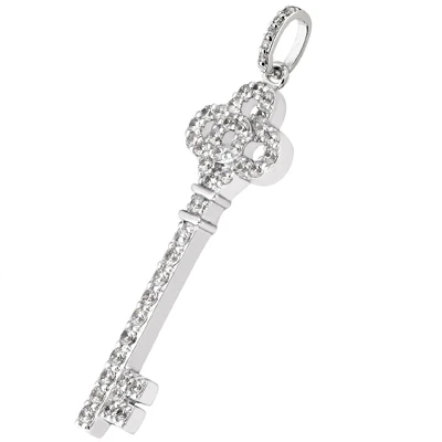 14K White Gold Diamond Key Pendant 0.79ct 4 14K White Gold Diamond Key Pendant 0.79ct - Image 2