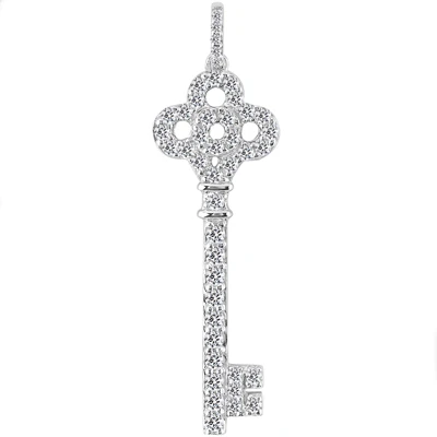 14K White Gold Diamond Key Pendant 0.79ct 3 14K White Gold Diamond Key Pendant 0.79ct