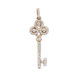 14K Yellow Gold Diamond Key Pendant 0.83ct -H'Hen Sale Store 14k gold diamond key pendant 083ct p 35169 ro