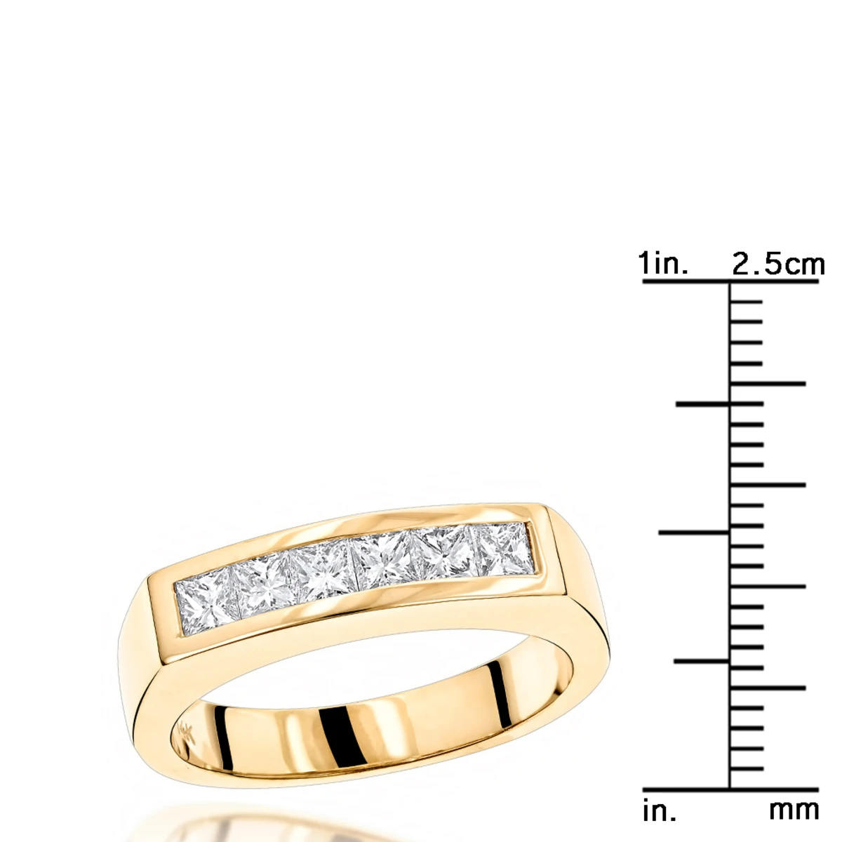 14K Yellow Gold Diamond Men's Wedding Band 0.60ct 4.5mm 8 14K Yellow Gold Diamond Men's Wedding Band 0.60ct 4.5mm - Image 6