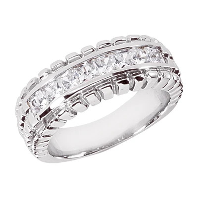 14K White Gold Diamond Men's Wedding Band 1.36ct 3 14K White Gold Diamond Men's Wedding Band 1.36ct