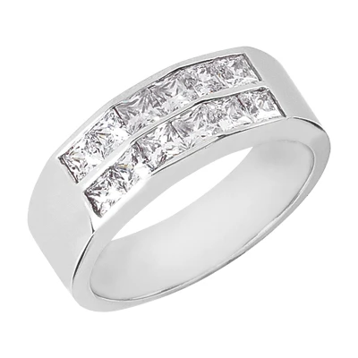14K White Gold Diamond Men's Wedding Band 2.04ct 3 14K White Gold Diamond Men's Wedding Band 2.04ct