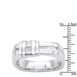 14K White Gold Diamond Men's Wedding Ring 0.60ct 6mm -H'Hen Sale Store 14k gold diamond mens wedding ring 060ct p 25539 rulerwh