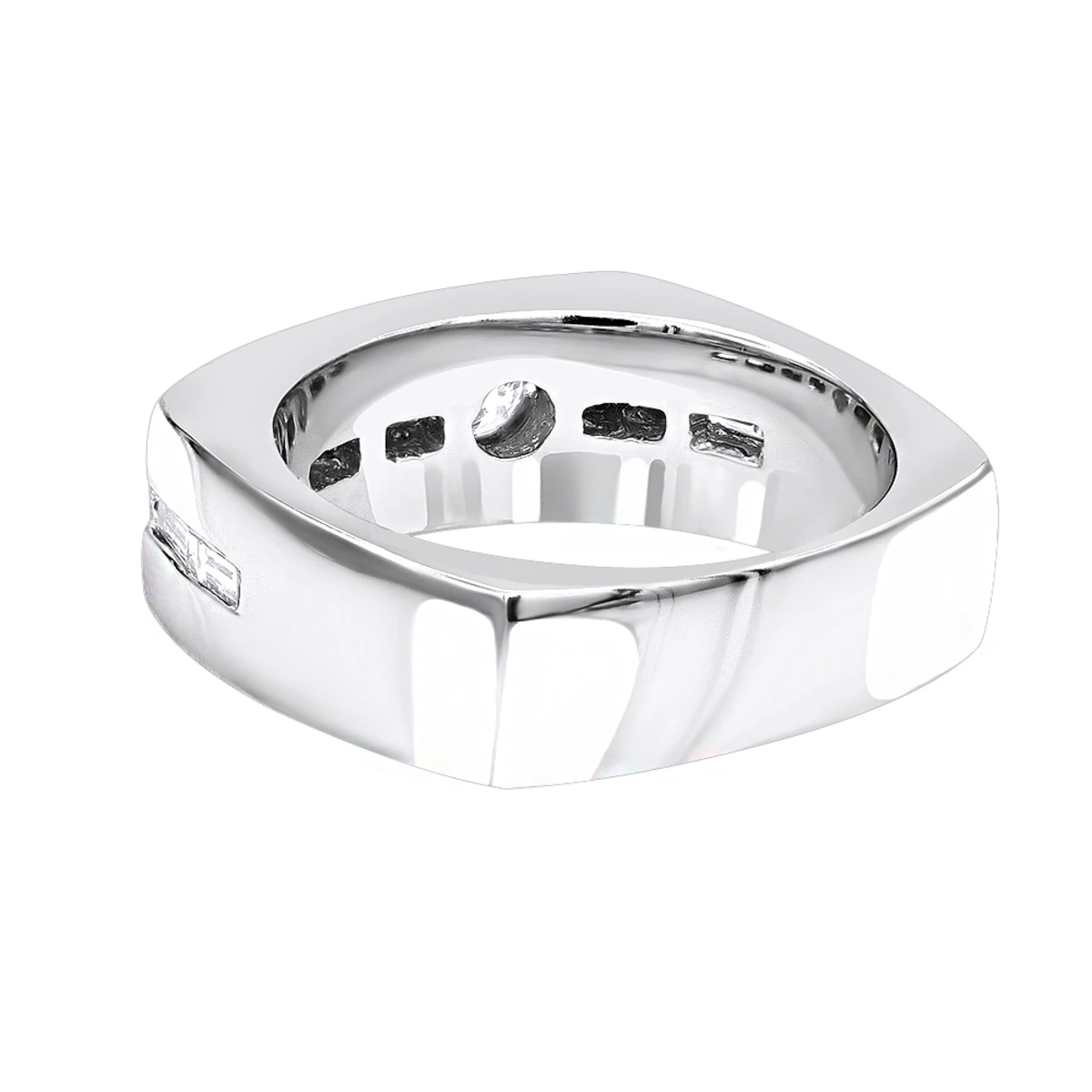 14K White Gold Diamond Men's Wedding Ring 0.74ct 6 14K White Gold Diamond Men's Wedding Ring 0.74ct - Image 4