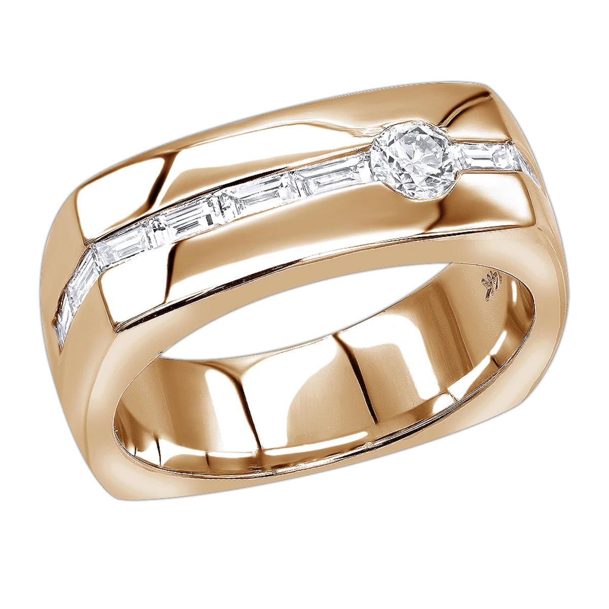 14K White Gold Diamond Men's Wedding Ring 0.74ct 5 14K White Gold Diamond Men's Wedding Ring 0.74ct - Image 3