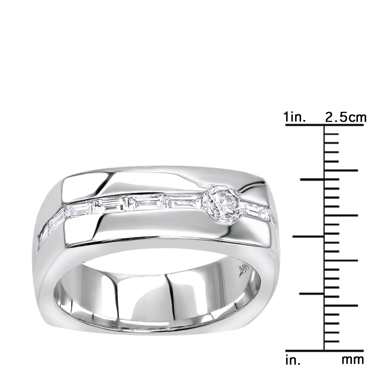 14K White Gold Diamond Men's Wedding Ring 0.74ct 7 14K White Gold Diamond Men's Wedding Ring 0.74ct - Image 5