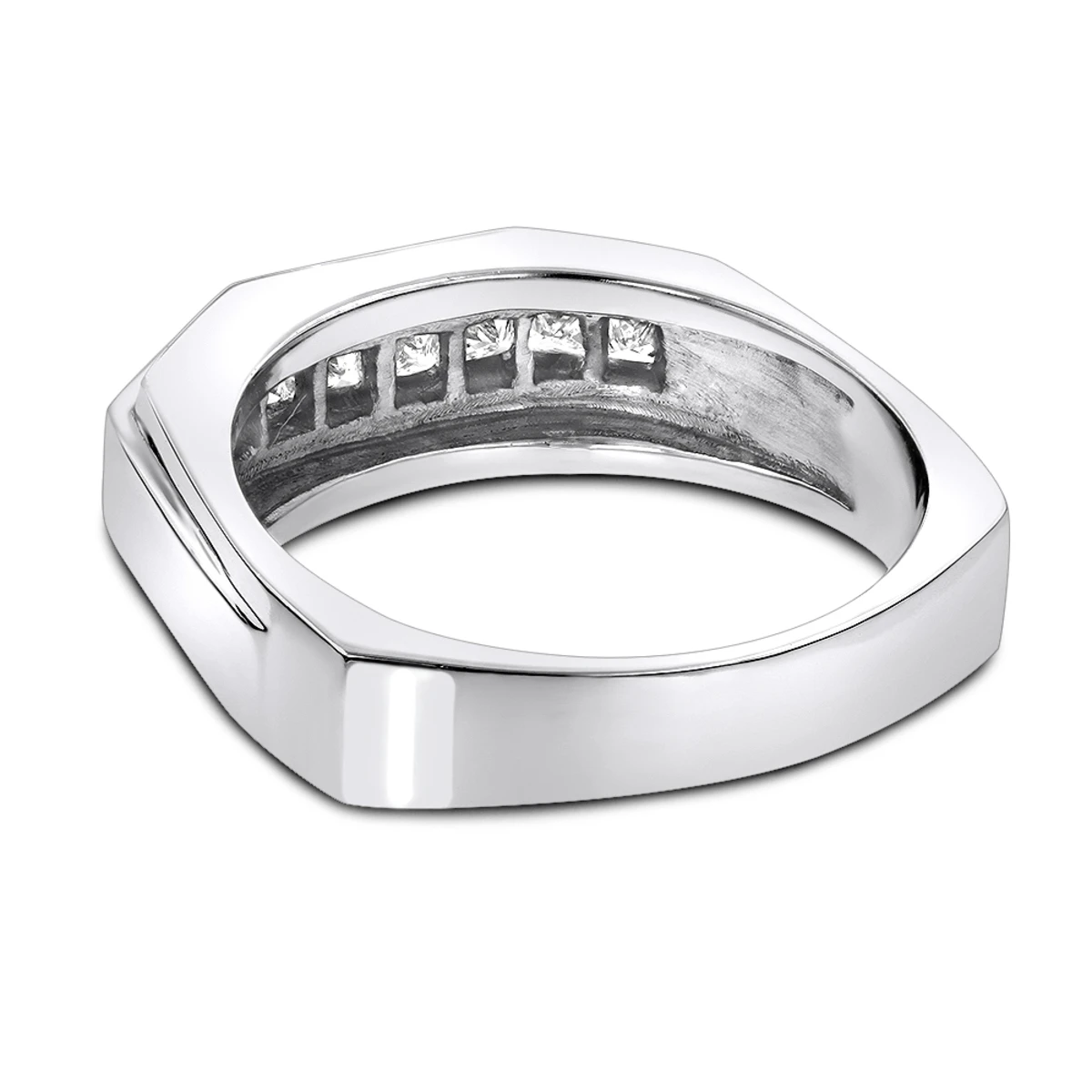 14K White Gold Diamond Men's Wedding Ring 1.36ct 6 14K White Gold Diamond Men's Wedding Ring 1.36ct - Image 4