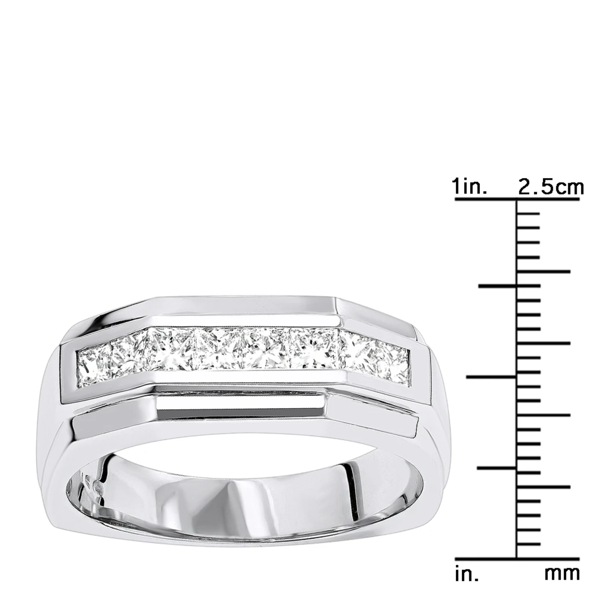 14K White Gold Diamond Men's Wedding Ring 1.36ct 7 14K White Gold Diamond Men's Wedding Ring 1.36ct - Image 5