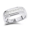 14K White Gold Diamond Men's Wedding Ring 1.36ct