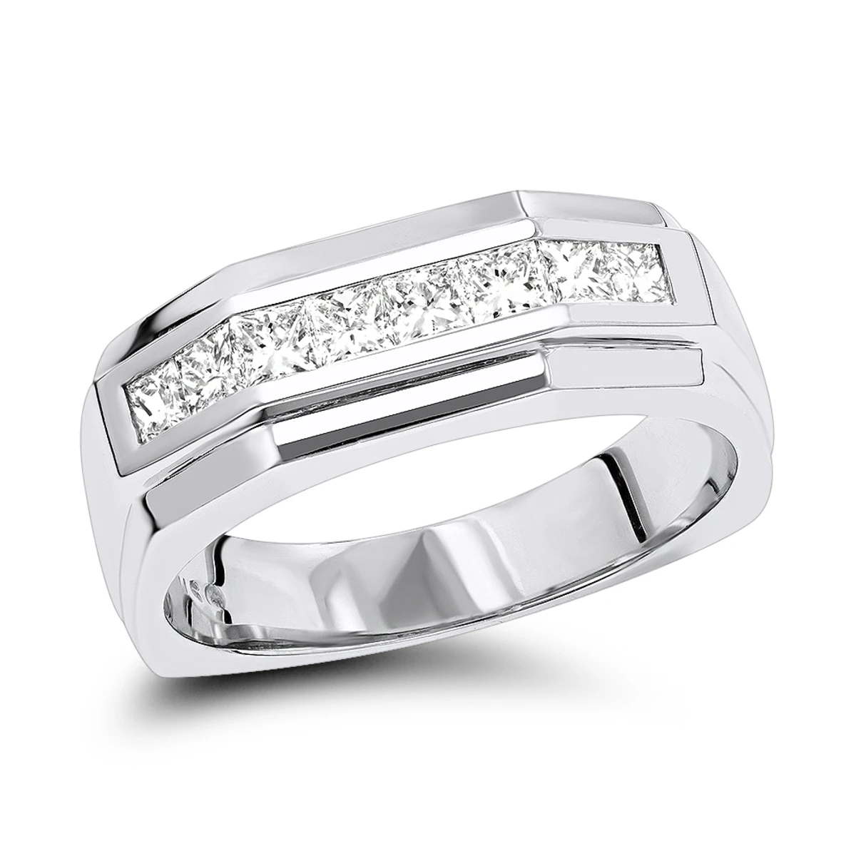 14K White Gold Diamond Men's Wedding Ring 1.36ct 3 14K White Gold Diamond Men's Wedding Ring 1.36ct