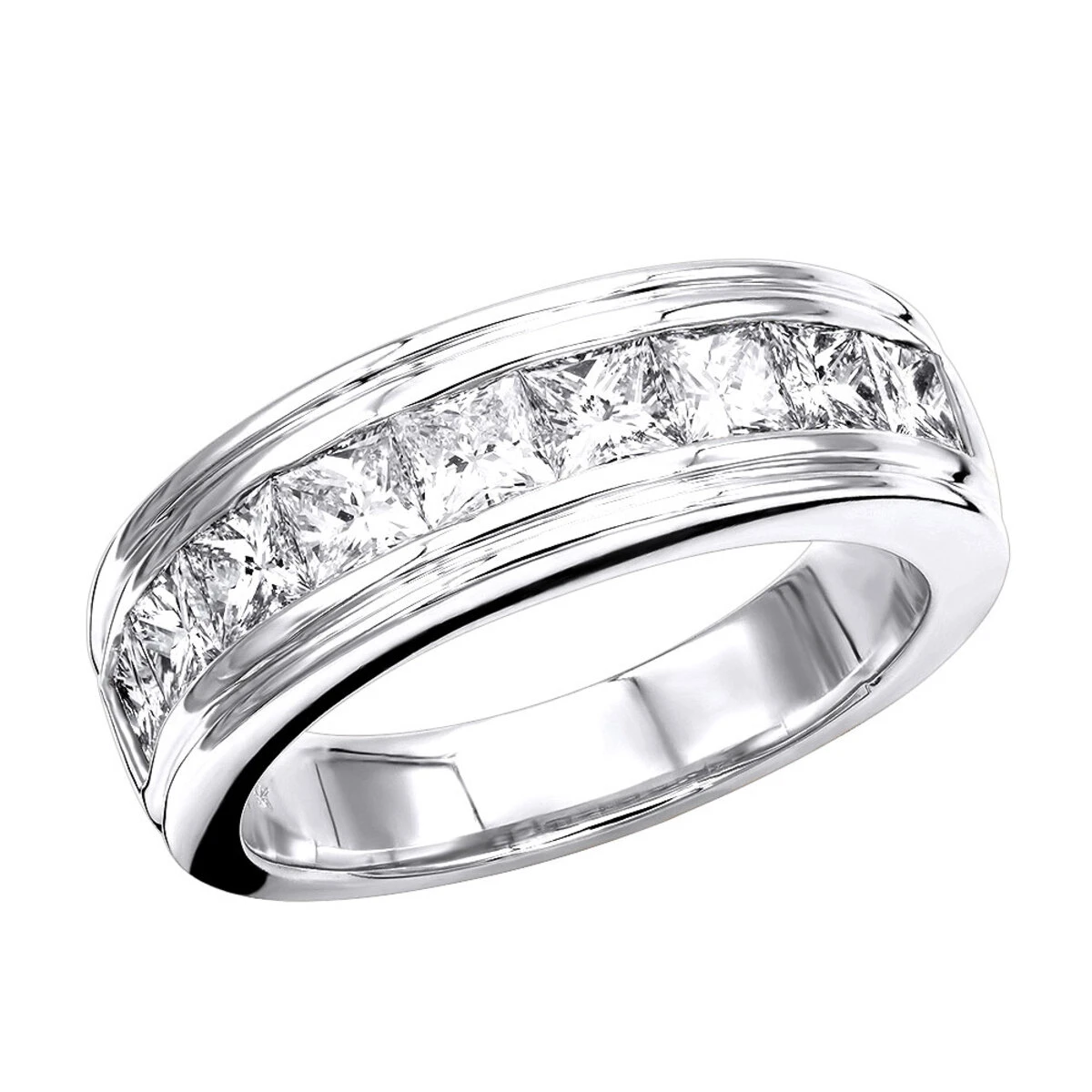 14K Yellow Gold Diamond Men's Wedding Ring 2.43ct 4 14K Yellow Gold Diamond Men's Wedding Ring 2.43ct - Image 2