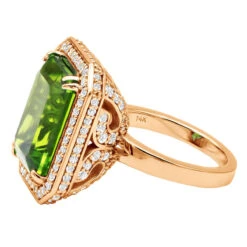 14K White Gold Diamond Peridot Quartz Cocktail Ring 13ct -H'Hen Sale Store 14k gold diamond peridot quartz cocktail ring 13ct back rose