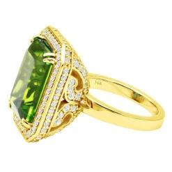 14K White Gold Diamond Peridot Quartz Cocktail Ring 13ct -H'Hen Sale Store 14k gold diamond peridot quartz cocktail ring 13ct back yellow