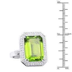 14K White Gold Diamond Peridot Quartz Cocktail Ring 13ct -H'Hen Sale Store 14k gold diamond peridot quartz cocktail ring 13ct ruler white
