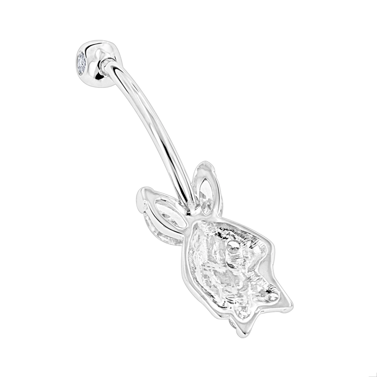 14K White Gold Genuine Diamond Playboy Bunny Belly Button Ring 1.06ct 6 14K White Gold Genuine Diamond Playboy Bunny Belly Button Ring 1.06ct - Image 4