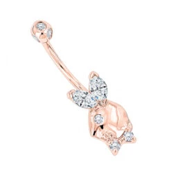 14K White Gold Genuine Diamond Playboy Bunny Belly Button Ring 1.06ct 10 14K White Gold Genuine Diamond Playboy Bunny Belly Button Ring 1.06ct -H'Hen Sale Store 14k gold diamond playboy belly button ring 106ct p 5872 ro