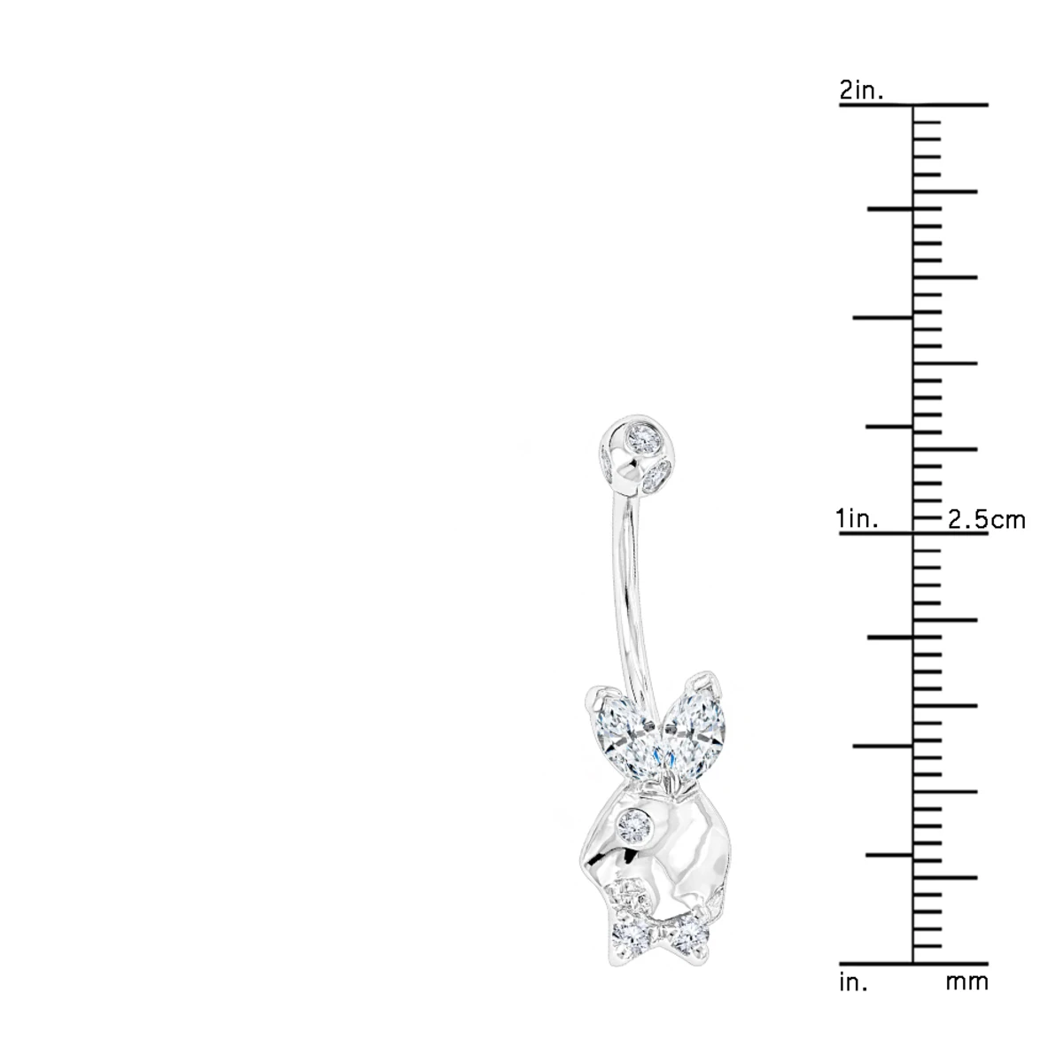 14K White Gold Genuine Diamond Playboy Bunny Belly Button Ring 1.06ct 7 14K White Gold Genuine Diamond Playboy Bunny Belly Button Ring 1.06ct - Image 5