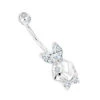 14K White Gold Genuine Diamond Playboy Bunny Belly Button Ring 1.06ct -H'Hen Sale Store 14k gold diamond playboy belly button ring 106ct p 5872 wh