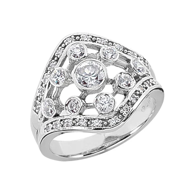 14K White Gold Diamond Right Hand Ring 0.86ct 3 14K White Gold Diamond Right Hand Ring 0.86ct