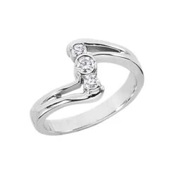 14K White Gold Diamond Right Hand Women's Ring 0.18ct