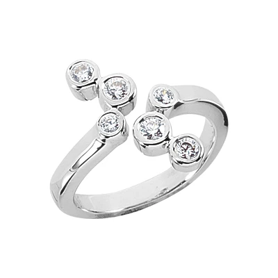 14K White Gold Diamond Right Hand Women's Ring 0.4ct 3 14K White Gold Diamond Right Hand Women's Ring 0.4ct
