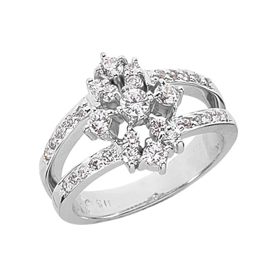 14K White Gold Diamond Right Hand Women's Ring 0.66ct 3 14K White Gold Diamond Right Hand Women's Ring 0.66ct