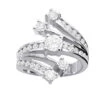 14K White Gold Diamond Right Hand Women's Ring 2.14ct