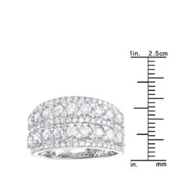 14K White Gold Diamond Ring For Women 2 Carat Unique Diamond Wedding Band -H'Hen Sale Store 14k gold diamond ring for women 2 carat unique diamond wedding band rulerwh
