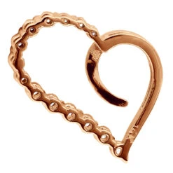 14K White Gold Diamond Small Open Heart Pendant For Women By Luxurman 0.2ct -H'Hen Sale Store 14k gold diamond small open heart pendant for women by luxurman 02ct back rose