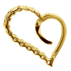 14K White Gold Diamond Small Open Heart Pendant For Women By Luxurman 0.2ct -H'Hen Sale Store 14k gold diamond small open heart pendant for women by luxurman 02ct back yellow