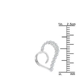 14K White Gold Diamond Small Open Heart Pendant For Women By Luxurman 0.2ct -H'Hen Sale Store 14k gold diamond small open heart pendant for women by luxurman 02ct ruler white