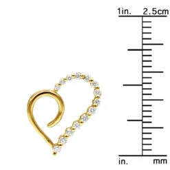 14K White Gold Diamond Small Open Heart Pendant For Women By Luxurman 0.2ct -H'Hen Sale Store 14k gold diamond small open heart pendant for women by luxurman 02ct ruler yellow