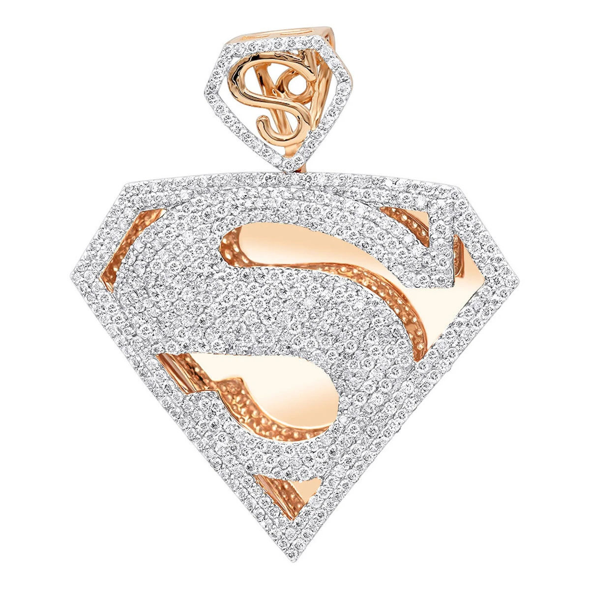 14K Yellow Gold Diamond Superman Pendant For Men 4.5ct 6 14K Yellow Gold Diamond Superman Pendant For Men 4.5ct - Image 4