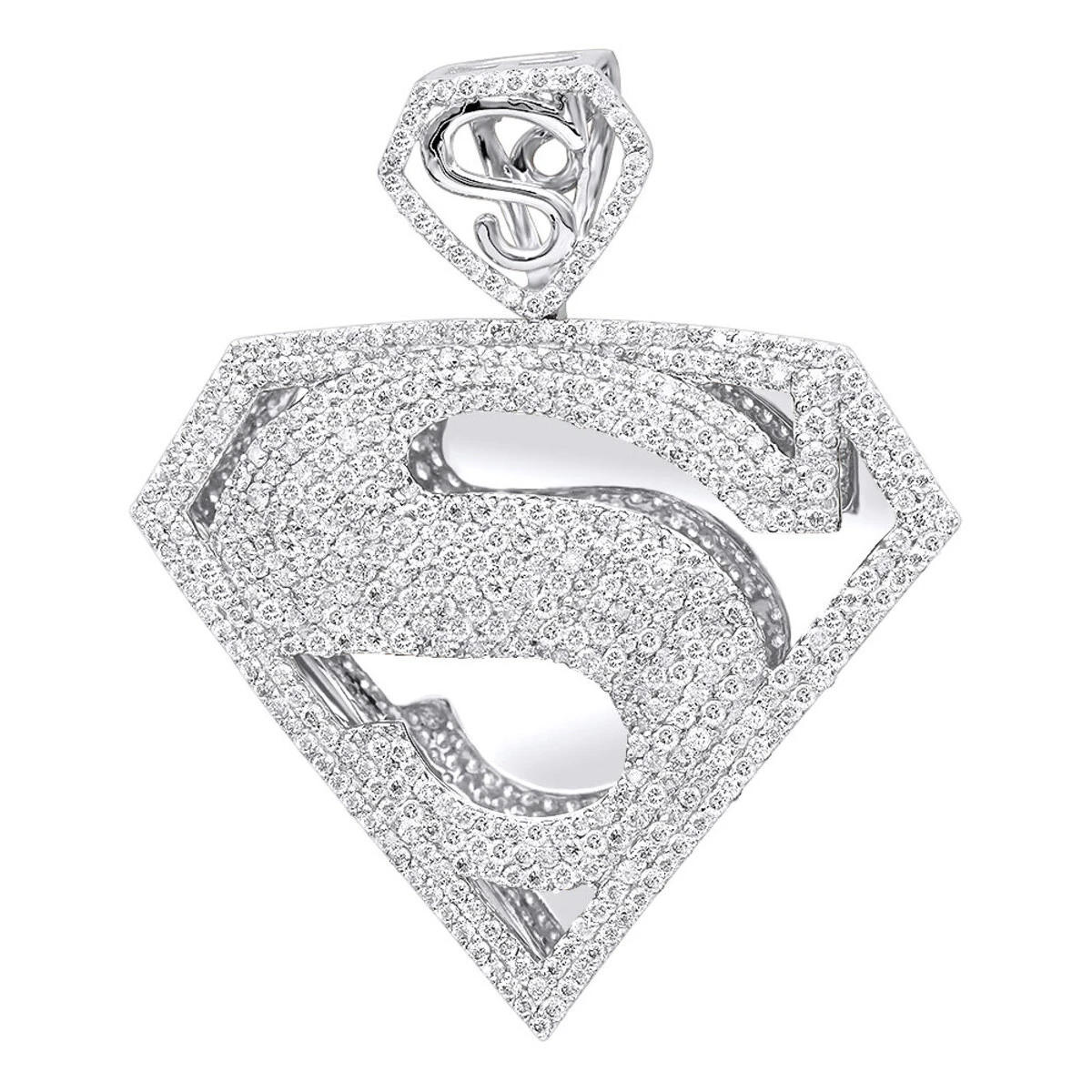 14K Yellow Gold Diamond Superman Pendant For Men 4.5ct 5 14K Yellow Gold Diamond Superman Pendant For Men 4.5ct - Image 3