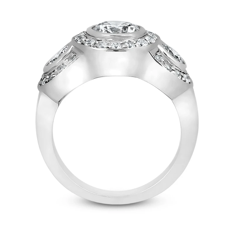 14K White Gold Diamond Three Stone Engagement Ring 1.42ct 11 14K White Gold Diamond Three Stone Engagement Ring 1.42ct - Image 9