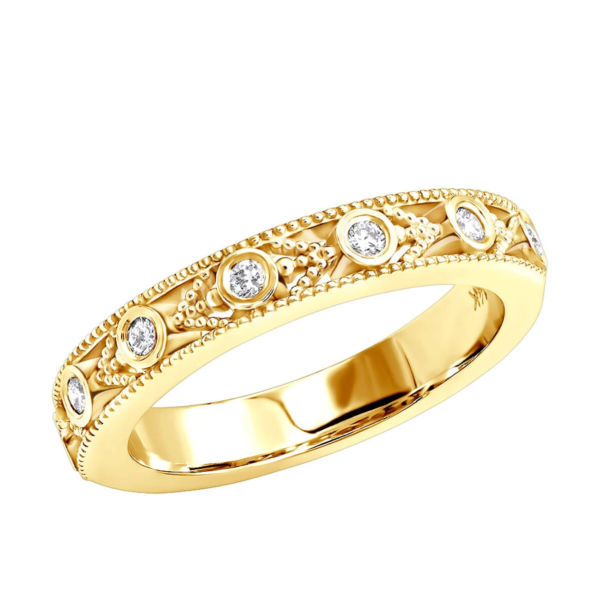 Thin 14K White Gold Diamond Unique Engagement Band 0.14ct 1/8in (3mm) 4 Thin 14K White Gold Diamond Unique Engagement Band 0.14ct 1/8in (3mm) - Image 2