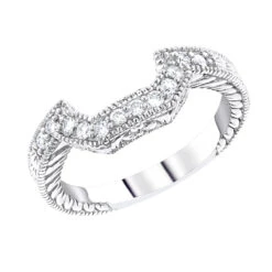 Thin 14K White Gold Diamond Unique Engagement Band 0.22ct