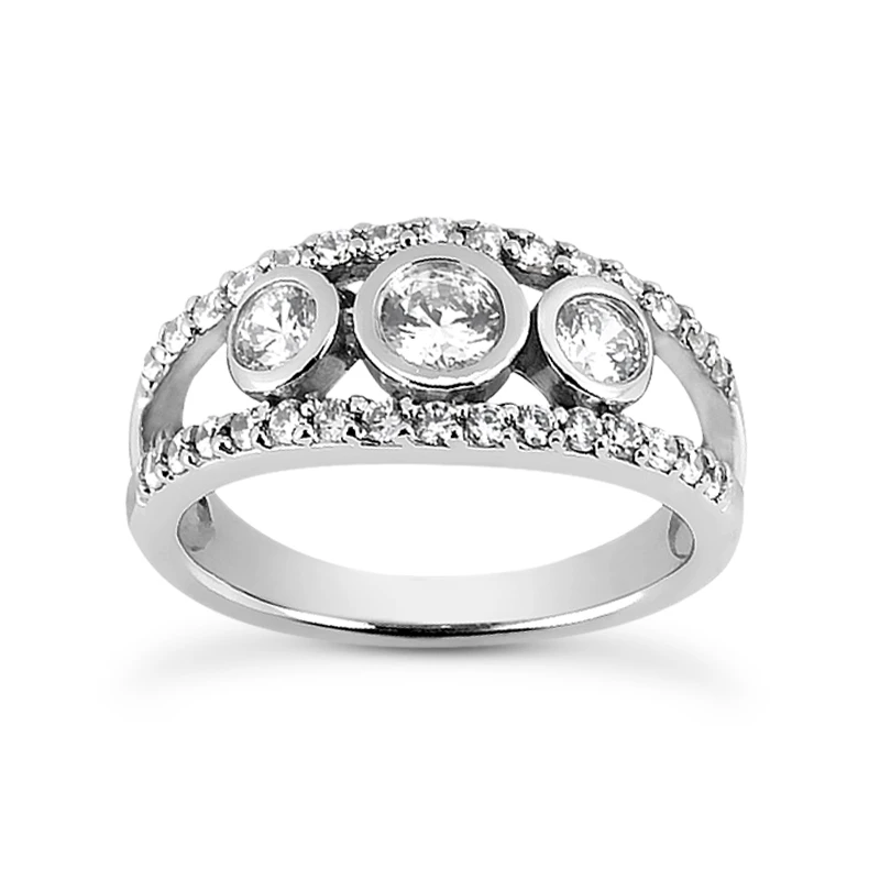 14K White Gold Diamond Unique Engagement Ring 0.63ct 8mm 3 14K White Gold Diamond Unique Engagement Ring 0.63ct 8mm