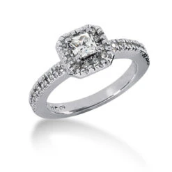 14K White Gold Diamond Unique Engagement Ring 0.72ct