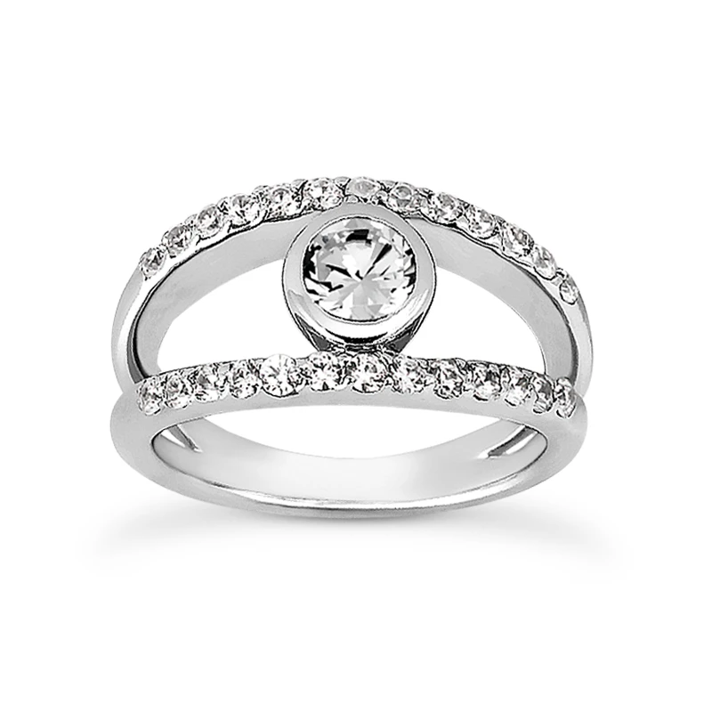 14K White Gold Diamond Unique Engagement Ring 0.77ct 9.6mm 3 14K White Gold Diamond Unique Engagement Ring 0.77ct 9.6mm