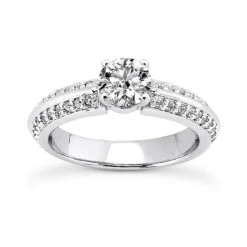 14K White Gold Diamond Unique Engagement Ring 0.88ct