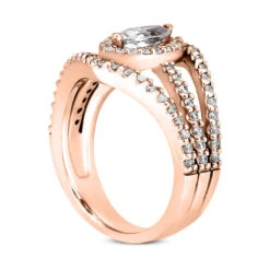 14K White Gold Diamond Unique Engagement Ring 0.92ct -H'Hen Sale Store 14k gold diamond unique engagement ring 092ct p 23744 back rose 20220426