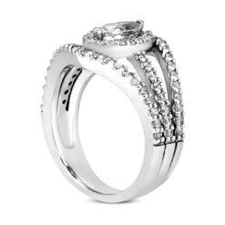 14K White Gold Diamond Unique Engagement Ring 0.92ct -H'Hen Sale Store 14k gold diamond unique engagement ring 092ct p 23744 back white 20220426