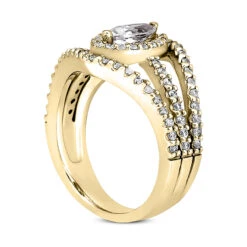 14K White Gold Diamond Unique Engagement Ring 0.92ct -H'Hen Sale Store 14k gold diamond unique engagement ring 092ct p 23744 back yellow 20220426