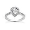 14K White Gold Diamond Unique Engagement Ring 1.08ct 2.3mm